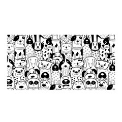 Seamless-pattern-with-black-white-doodle-dogs Satin Wrap 35  X 70 