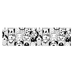 Seamless-pattern-with-black-white-doodle-dogs Oblong Satin Scarf (16  X 60 )