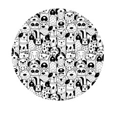 Seamless-pattern-with-black-white-doodle-dogs Mini Round Pill Box (pack Of 3)