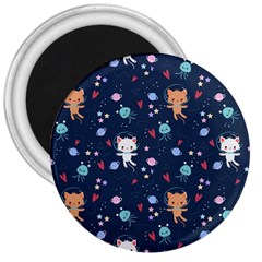 Cute-astronaut-cat-with-star-galaxy-elements-seamless-pattern 3  Magnets