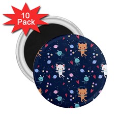 Cute-astronaut-cat-with-star-galaxy-elements-seamless-pattern 2.25  Magnets (10 pack) 