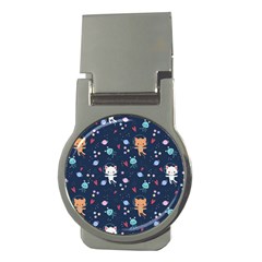 Cute-astronaut-cat-with-star-galaxy-elements-seamless-pattern Money Clips (Round) 