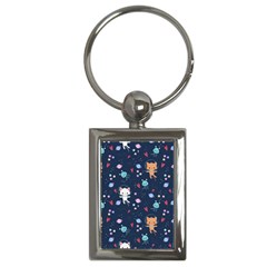 Cute-astronaut-cat-with-star-galaxy-elements-seamless-pattern Key Chain (rectangle) by Jancukart