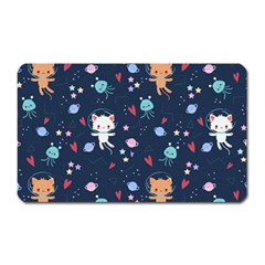 Cute-astronaut-cat-with-star-galaxy-elements-seamless-pattern Magnet (Rectangular)