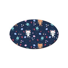 Cute-astronaut-cat-with-star-galaxy-elements-seamless-pattern Sticker Oval (10 pack)