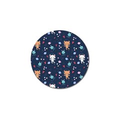 Cute-astronaut-cat-with-star-galaxy-elements-seamless-pattern Golf Ball Marker