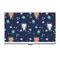 Cute-astronaut-cat-with-star-galaxy-elements-seamless-pattern Business Card Holder