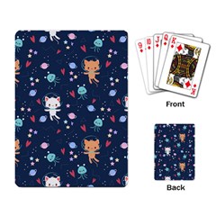 Cute-astronaut-cat-with-star-galaxy-elements-seamless-pattern Playing Cards Single Design (Rectangle)