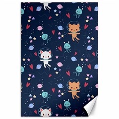 Cute-astronaut-cat-with-star-galaxy-elements-seamless-pattern Canvas 24  x 36 