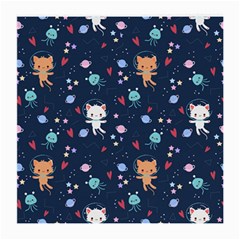 Cute-astronaut-cat-with-star-galaxy-elements-seamless-pattern Medium Glasses Cloth