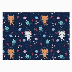 Cute-astronaut-cat-with-star-galaxy-elements-seamless-pattern Large Glasses Cloth (2 Sides)