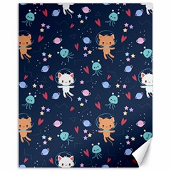 Cute-astronaut-cat-with-star-galaxy-elements-seamless-pattern Canvas 11  x 14 