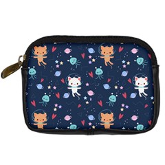 Cute-astronaut-cat-with-star-galaxy-elements-seamless-pattern Digital Camera Leather Case