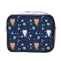 Cute-astronaut-cat-with-star-galaxy-elements-seamless-pattern Mini Toiletries Bag (One Side)