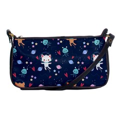 Cute-astronaut-cat-with-star-galaxy-elements-seamless-pattern Shoulder Clutch Bag