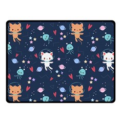 Cute-astronaut-cat-with-star-galaxy-elements-seamless-pattern Fleece Blanket (Small)