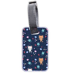 Cute-astronaut-cat-with-star-galaxy-elements-seamless-pattern Luggage Tag (two sides)