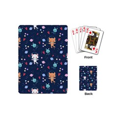 Cute-astronaut-cat-with-star-galaxy-elements-seamless-pattern Playing Cards Single Design (Mini)