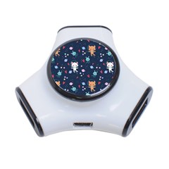 Cute-astronaut-cat-with-star-galaxy-elements-seamless-pattern 3-Port USB Hub