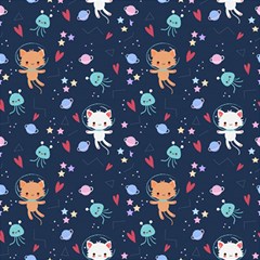 Cute-astronaut-cat-with-star-galaxy-elements-seamless-pattern Play Mat (Rectangle)