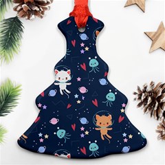 Cute-astronaut-cat-with-star-galaxy-elements-seamless-pattern Christmas Tree Ornament (Two Sides)