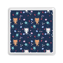 Cute-astronaut-cat-with-star-galaxy-elements-seamless-pattern Memory Card Reader (square) by Jancukart