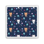 Cute-astronaut-cat-with-star-galaxy-elements-seamless-pattern Memory Card Reader (Square) Front