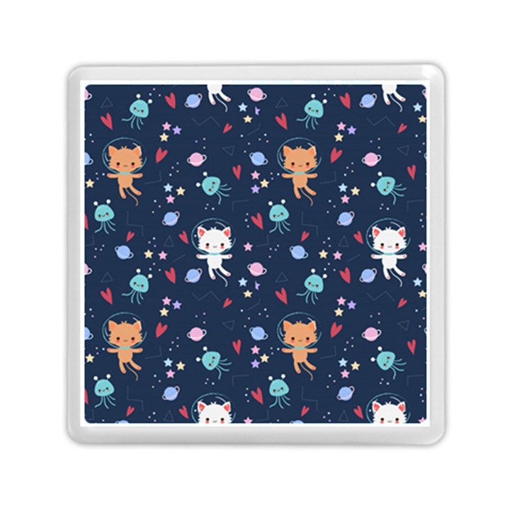 Cute-astronaut-cat-with-star-galaxy-elements-seamless-pattern Memory Card Reader (Square)