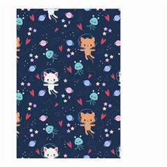 Cute-astronaut-cat-with-star-galaxy-elements-seamless-pattern Small Garden Flag (two Sides) by Jancukart