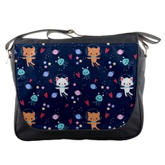 Cute-astronaut-cat-with-star-galaxy-elements-seamless-pattern Messenger Bag