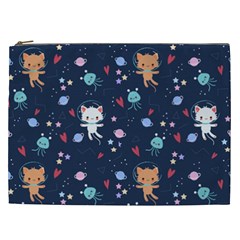 Cute-astronaut-cat-with-star-galaxy-elements-seamless-pattern Cosmetic Bag (xxl) by Jancukart