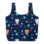 Cute-astronaut-cat-with-star-galaxy-elements-seamless-pattern Full Print Recycle Bag (L) Front