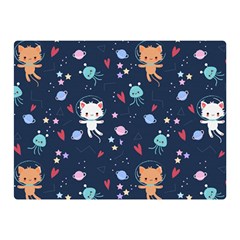 Cute-astronaut-cat-with-star-galaxy-elements-seamless-pattern Double Sided Flano Blanket (Mini) 