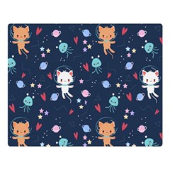 Cute-astronaut-cat-with-star-galaxy-elements-seamless-pattern Double Sided Flano Blanket (Large) 