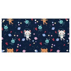 Cute-astronaut-cat-with-star-galaxy-elements-seamless-pattern Banner and Sign 4  x 2 