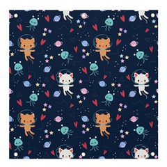 Cute-astronaut-cat-with-star-galaxy-elements-seamless-pattern Banner and Sign 4  x 4 