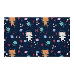 Cute-astronaut-cat-with-star-galaxy-elements-seamless-pattern Banner and Sign 5  x 3 