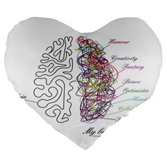 Neurodivergent Creative Smart Brain Large 19  Premium Flano Heart Shape Cushions by Wegoenart