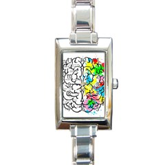 Brain Left Logic Language Science Rectangle Italian Charm Watch by Wegoenart