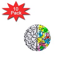 Brain Left Logic Language Science 1  Mini Magnet (10 Pack)  by Wegoenart