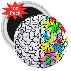 Brain Left Logic Language Science 3  Magnets (100 Pack) by Wegoenart