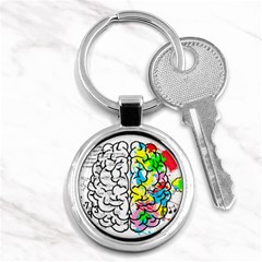 Brain Left Logic Language Science Key Chain (round) by Wegoenart