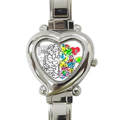 Brain Left Logic Language Science Heart Italian Charm Watch by Wegoenart