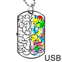 Brain Left Logic Language Science Dog Tag Usb Flash (one Side) by Wegoenart