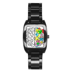 Brain Left Logic Language Science Stainless Steel Barrel Watch by Wegoenart