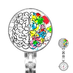 Brain Left Logic Language Science Stainless Steel Nurses Watch by Wegoenart