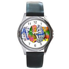 Brain Cerebrum Biology Abstract Round Metal Watch