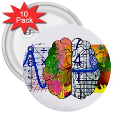 Brain Cerebrum Biology Abstract 3  Buttons (10 pack) 