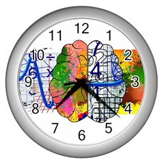 Brain Cerebrum Biology Abstract Wall Clock (Silver)