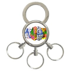 Brain Cerebrum Biology Abstract 3-Ring Key Chain